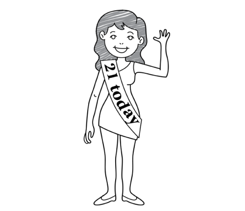 Lady with "21 today" sash