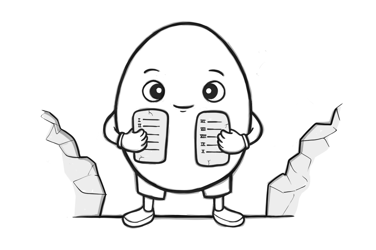 Egg holding 10 commandments