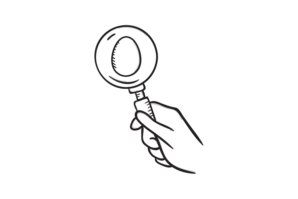 Egg and magnifying glass