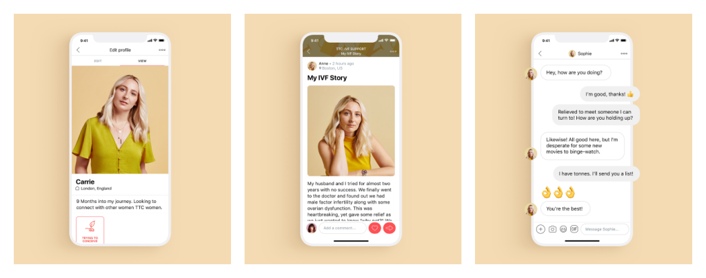 Profiles and chat on the Peanut app