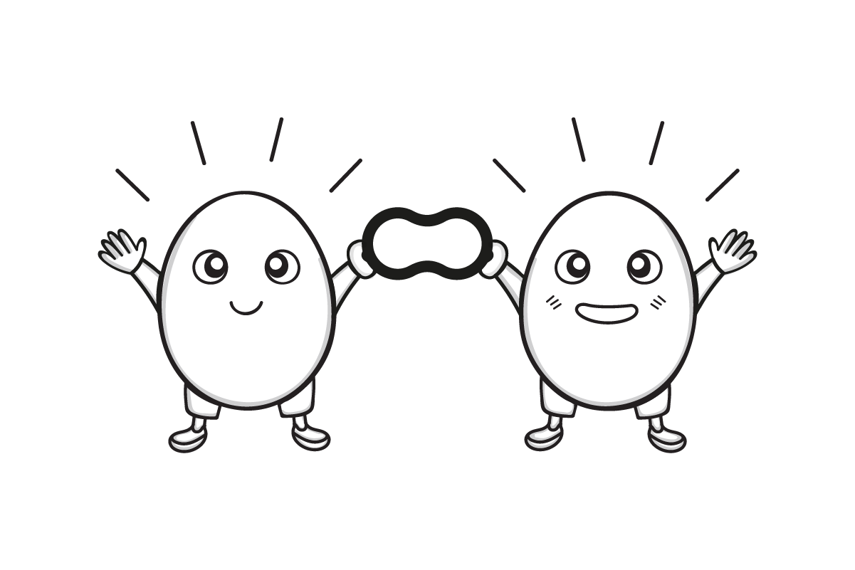 Two eggs becoming friends